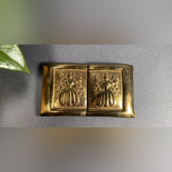 Vintage Two Piece Solid Brass Belt Buckle Schaffer Belt Co. Signed Original - Picture 7 of 9